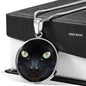 Cat Lover Necklace Black Cat Eyes Circle Pendant Stainless Steel or 18k Gold 18-22"-Express Your Love Gifts