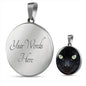 Cat Lover Necklace Black Cat Eyes Circle Pendant Stainless Steel or 18k Gold 18-22"-Express Your Love Gifts