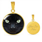 Cat Lover Necklace Black Cat Eyes Circle Pendant Stainless Steel or 18k Gold 18-22"-Express Your Love Gifts