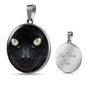 Cat Lover Necklace Black Cat Eyes Circle Pendant Stainless Steel or 18k Gold 18-22"-Express Your Love Gifts