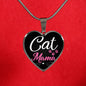 Cat Lover Necklace Cat Mama Heart Pendant Stainless Steel or 18k Gold 18-22"-Express Your Love Gifts