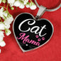 Cat Lover Necklace Cat Mama Heart Pendant Stainless Steel or 18k Gold 18-22"-Express Your Love Gifts