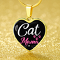 Cat Lover Necklace Cat Mama Heart Pendant Stainless Steel or 18k Gold 18-22"-Express Your Love Gifts