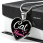 Cat Lover Necklace Cat Mama Heart Pendant Stainless Steel or 18k Gold 18-22"-Express Your Love Gifts