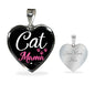 Cat Lover Necklace Cat Mama Heart Pendant Stainless Steel or 18k Gold 18-22"-Express Your Love Gifts