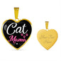 Cat Lover Necklace Cat Mama Heart Pendant Stainless Steel or 18k Gold 18-22"-Express Your Love Gifts