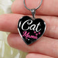 Cat Lover Necklace Cat Mama Heart Pendant Stainless Steel or 18k Gold 18-22"-Express Your Love Gifts