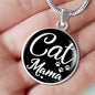 Cat Lover Necklace Cat Mama Necklace Circle Pendant Stainless Steel or 18k Gold 18-22"-Express Your Love Gifts