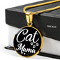 Cat Lover Necklace Cat Mama Necklace Circle Pendant Stainless Steel or 18k Gold 18-22"-Express Your Love Gifts