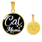 Cat Lover Necklace Cat Mama Necklace Circle Pendant Stainless Steel or 18k Gold 18-22"-Express Your Love Gifts