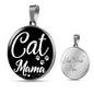 Cat Lover Necklace Cat Mama Necklace Circle Pendant Stainless Steel or 18k Gold 18-22"-Express Your Love Gifts