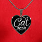 Cat Lover Necklace Cat Mom Heart Pendant Stainless Steel or 18k Gold 18-22"-Express Your Love Gifts