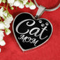 Cat Lover Necklace Cat Mom Heart Pendant Stainless Steel or 18k Gold 18-22"-Express Your Love Gifts