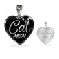 Cat Lover Necklace Cat Mom Heart Pendant Stainless Steel or 18k Gold 18-22"-Express Your Love Gifts