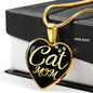Cat Lover Necklace Cat Mom Heart Pendant Stainless Steel or 18k Gold 18-22"-Express Your Love Gifts