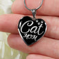 Cat Lover Necklace Cat Mom Heart Pendant Stainless Steel or 18k Gold 18-22"-Express Your Love Gifts