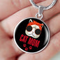 Cat Mom Necklace Circle Necklace Stainless Steel or 18k Gold 18-22"-Express Your Love Gifts