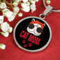 Cat Mom Necklace Circle Necklace Stainless Steel or 18k Gold 18-22"-Express Your Love Gifts