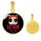 Cat Mom Necklace Circle Necklace Stainless Steel or 18k Gold 18-22"-Express Your Love Gifts