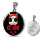 Cat Mom Necklace Circle Necklace Stainless Steel or 18k Gold 18-22"-Express Your Love Gifts