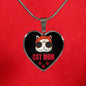 Cat Lover Necklace Cat Mom Pink Heart Pendant Stainless Steel or 18k Gold 18-22"-Express Your Love Gifts