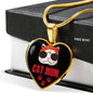 Cat Lover Necklace Cat Mom Pink Heart Pendant Stainless Steel or 18k Gold 18-22"-Express Your Love Gifts