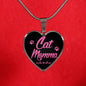 Cat Lover Necklace Cat Momma Heart Pendant Stainless Steel or 18k Gold 18-22"-Express Your Love Gifts