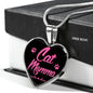 Cat Lover Necklace Cat Momma Heart Pendant Stainless Steel or 18k Gold 18-22"-Express Your Love Gifts