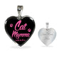 Cat Lover Necklace Cat Momma Heart Pendant Stainless Steel or 18k Gold 18-22"-Express Your Love Gifts