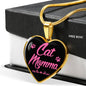 Cat Lover Necklace Cat Momma Heart Pendant Stainless Steel or 18k Gold 18-22"-Express Your Love Gifts