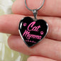 Cat Lover Necklace Cat Momma Heart Pendant Stainless Steel or 18k Gold 18-22"-Express Your Love Gifts