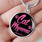 Cat Lover Necklace Cat Momma Necklace Circle Pendant Stainless Steel or 18k Gold 18-22"-Express Your Love Gifts