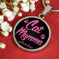 Cat Lover Necklace Cat Momma Necklace Circle Pendant Stainless Steel or 18k Gold 18-22"-Express Your Love Gifts