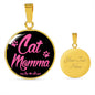 Cat Lover Necklace Cat Momma Necklace Circle Pendant Stainless Steel or 18k Gold 18-22"-Express Your Love Gifts
