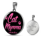 Cat Lover Necklace Cat Momma Necklace Circle Pendant Stainless Steel or 18k Gold 18-22"-Express Your Love Gifts