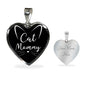 Cat Lover Necklace Cat Mommy Heart Pendant Stainless Steel or 18k Gold 18-22"-Express Your Love Gifts