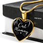 Cat Lover Necklace Cat Mommy Heart Pendant Stainless Steel or 18k Gold 18-22"-Express Your Love Gifts