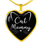 Cat Lover Necklace Cat Mommy Heart Pendant Stainless Steel or 18k Gold 18-22"-Express Your Love Gifts