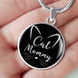 Cat Lover Necklace Cat Mommy Necklace Circle Pendant Stainless Steel or 18k Gold 18-22"-Express Your Love Gifts