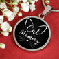Cat Lover Necklace Cat Mommy Necklace Circle Pendant Stainless Steel or 18k Gold 18-22"-Express Your Love Gifts