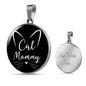 Cat Lover Necklace Cat Mommy Necklace Circle Pendant Stainless Steel or 18k Gold 18-22"-Express Your Love Gifts