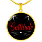 Cat Lover Necklace Catitude Circle Pendant Stainless Steel or 18k Gold 18-22"-Express Your Love Gifts