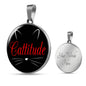 Cat Lover Necklace Catitude Circle Pendant Stainless Steel or 18k Gold 18-22"-Express Your Love Gifts