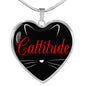 Cat Lover Necklace Catitude Heart Pendant Stainless Steel or 18k Gold 18-22"-Express Your Love Gifts