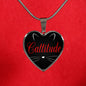 Cat Lover Necklace Catitude Heart Pendant Stainless Steel or 18k Gold 18-22"-Express Your Love Gifts