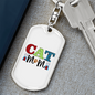 Cat Mom Color Keychain Stainless Steel or 18k Gold Dog Tag Keyring-Express Your Love Gifts