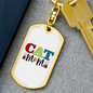 Cat Mom Color Keychain Stainless Steel or 18k Gold Dog Tag Keyring-Express Your Love Gifts