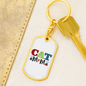 Cat Mom Color Keychain Stainless Steel or 18k Gold Dog Tag Keyring-Express Your Love Gifts