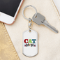 Cat Mom Color Keychain Stainless Steel or 18k Gold Dog Tag Keyring-Express Your Love Gifts