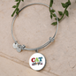 Cat Mom Design Bracelet Stainless Steel or 18k Gold Circle Bangle-Express Your Love Gifts